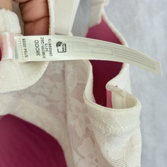 Victoria's Secret PINK Underwire Bra 38DDD Color Ivory Eyelet Lace NWOT - Picture 9 of 14